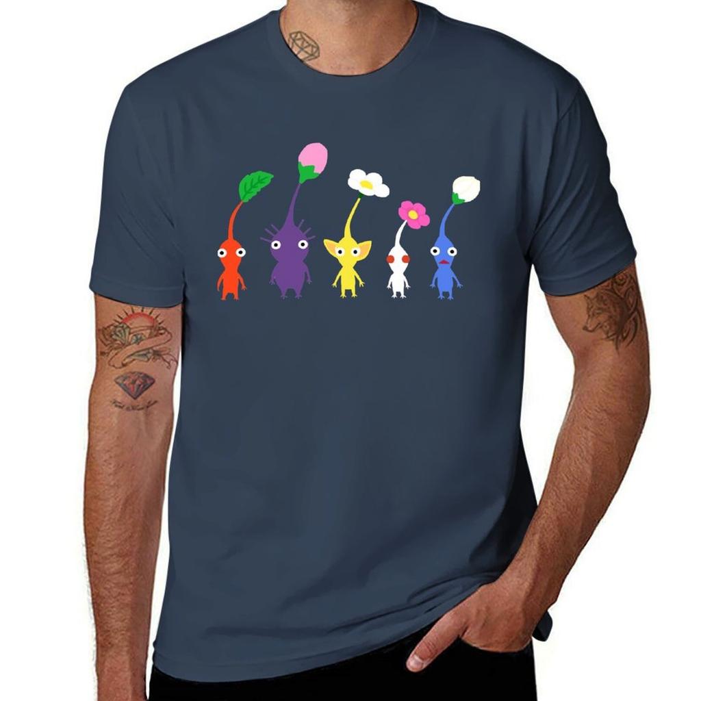 Cute Pikmin Pattern Classic Tshirt Casual Loose Fit Summer Tee Shirt