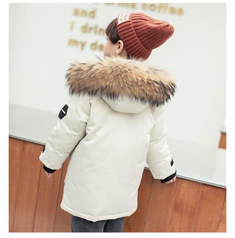 Kids' Winter Cotton Jacket with Fur Collar - Boys' Thickened Coat