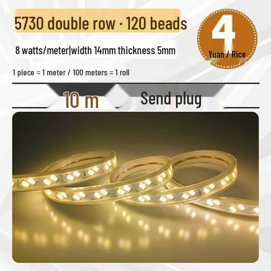 Waterproof 220V LED Strip Lights: Tri-Color, Self-Adhesive, Extra Bright for Living Room, Ceiling Trough, and Outdoor Use