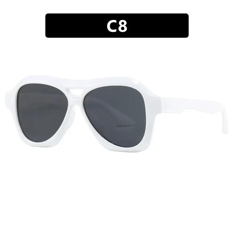 Fashion Oversized Double Bridges Pilot Sunglasses Women Retro Jelly Color Shades UV400 Men Trending Punk Sun Glasses