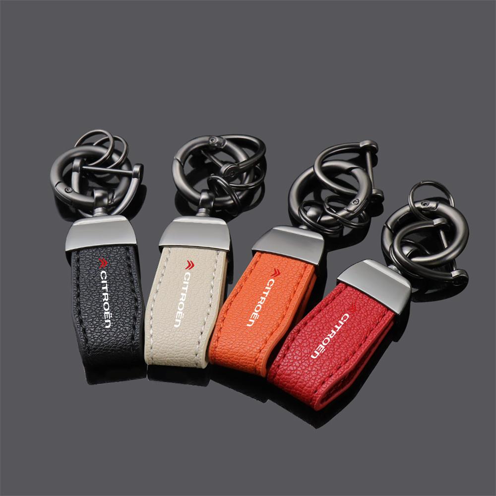 Car Key Chain Leather Keying Key Ring Keychain Holder For Citroen C4 C3 Xsara C-Elysee C5 C1 DS3 DS5 DS4 Jumper Picasso C-quatre
