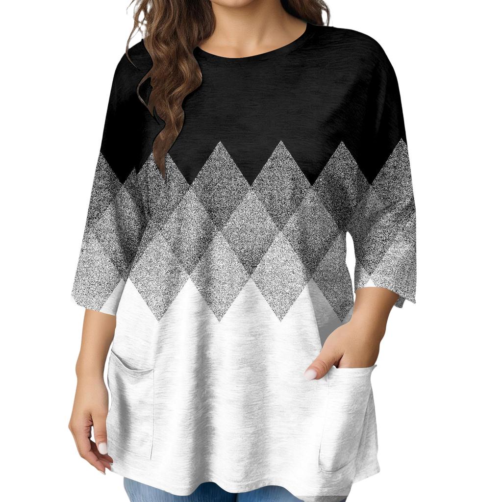 Damen Mode Übergröße Bedruckte Kurzarmbluse Für Elegantes Pendeln Und Freizeitkleidung