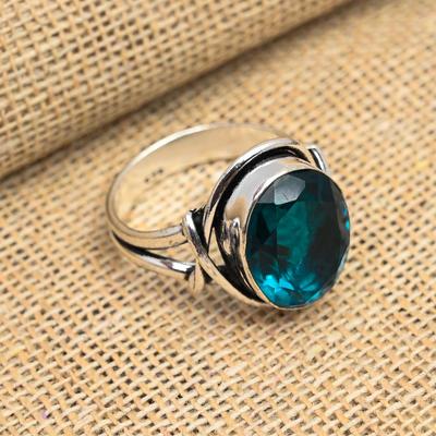 Indicolite Tourmaline Gemstone 925 Sterling Silver Handmade Jewelry Ring For Her