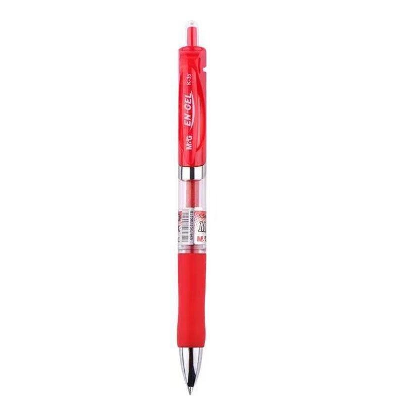 M&G K35 Push-Type Gel Pen Set: 0.5mm Bullet Tip, Black, Red, Blue, Water-Based Ink