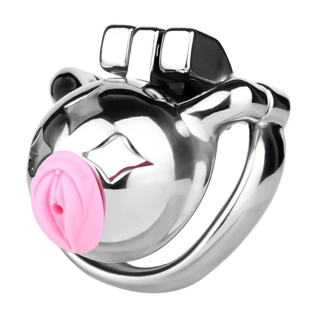 Men Short CB Lock Penis Cage Cock Lock with Belt Stainless Steel Chastity Lock Sex Toy Femdom BDSM