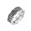 Adjustable Sterling Cross Flower Ring Men Women Vintage Geometric Minimalist Finger