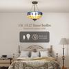 Tiffany Style Ceiling Light, Vintage Chandelier with 3 E27 Sockets, Semi Flush Mount for Living Room, Bulbs Not Included