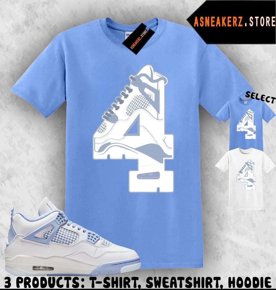 

Shirt Matching AJ 4 Aluminum Forget Me Not Match Sneaker Number 4s Sneakerhead Unisex T-Shirt S