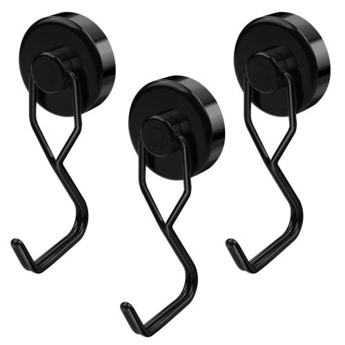 Strong Magnetic Hooks, Rustproof, 25mm Diameter, 12kg Vertical Load Capacity, Kitchen Storage, Refrigerator, Office, Bathroom, Magnetic Storage Hooks