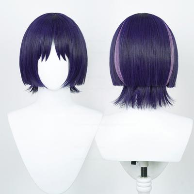 Professional  Genshin Impact Cosplay Wigs Scaramouche Kunikuzushi Blue Purple Black Heat Resistant Synthetic Hair Anime Cosplay Wig + Wig Cap
