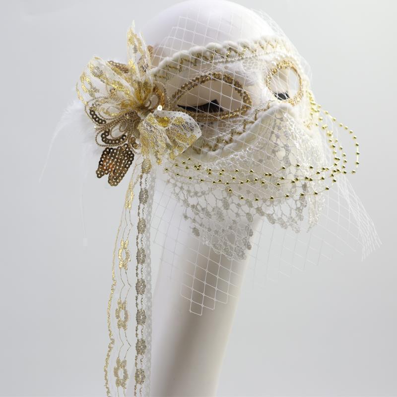 Halloween Gold Full Face Mask: Mysterious Singer Dance Veil for Adults