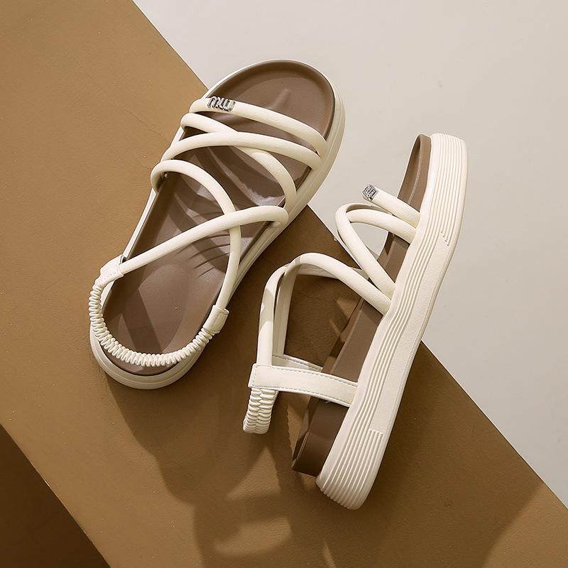 Rome with Skirt Sandals Women's 2025 Summer New Open-toed Versatile Beach Platform Super Soft Black Outer Sandals