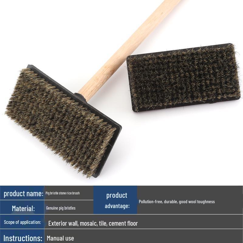 Soft Pig Bristle Brush for Stone, Rice, and Wall Cleaning
