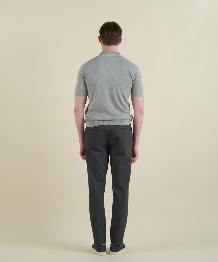 PANICALE Gray Vintage Washed Polo Knit