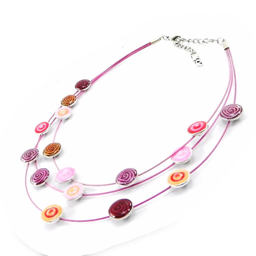 NOA [I5330] - Collier Créateur 'Coloriage' rose rouge
