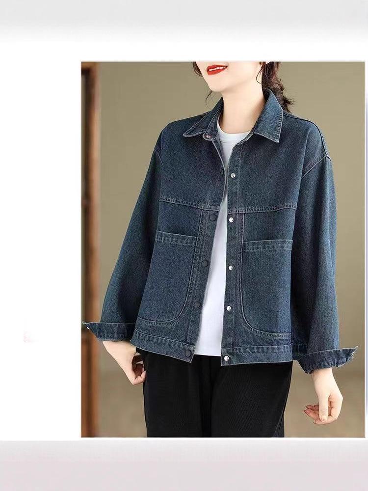 Retro European Style Denim Jacket for Petite Women - Spring/Autumn 2025 Korean-Inspired Slimming Short Top