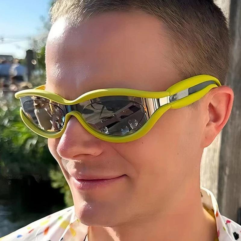 Y2K Vintage Luxury Designer Double Color Cat Eye Sunglasses Women Men Punk Trendy Small Frame Sun Glasses