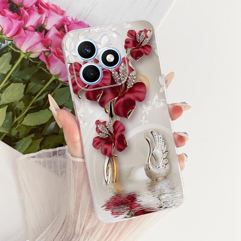 For Honor X8d 4G Case Beautiful Girl Peacock Painted Cover Soft Silicone Phone Case For Honor X8d X 8d HonorX8d 4G Fundas Bumper