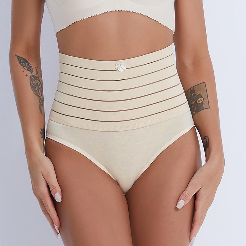 

Трусики с высокой талией для плоского живота, комфортное корректирующее белье для формирования фигуры, утягивающий живот бодишейпер, пуш-ап, бесшовные трусы S бежевый