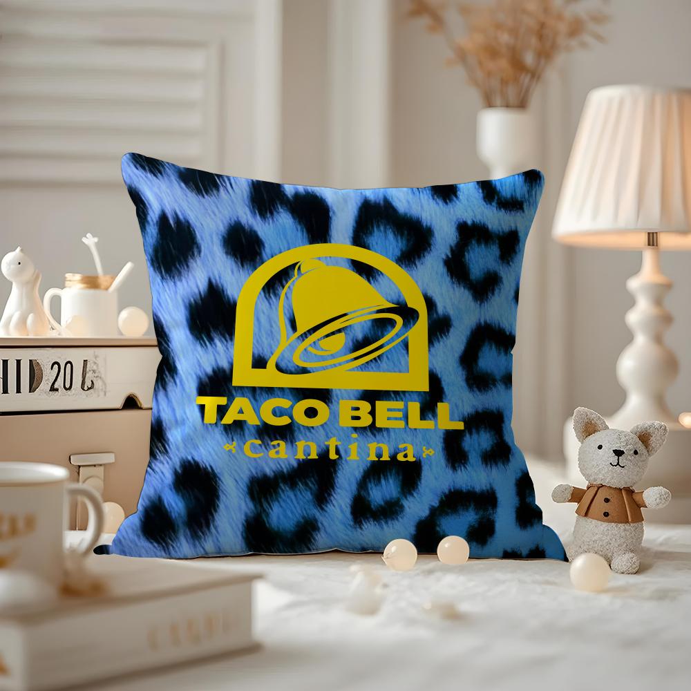 Taco Bell Cushion Cover Anti-dustmite Pillowcase Invisible Zipper Silky Short Plush Sofa Cushion Cover