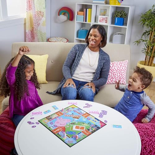 Monopoly Junior Peppa Pig Edition Board Game, 2-4 Players, Kids' Indoor Game, Peppa Pig Toys and Games, Ages 5+ (Amazon Exclusive) [Parallel Import]