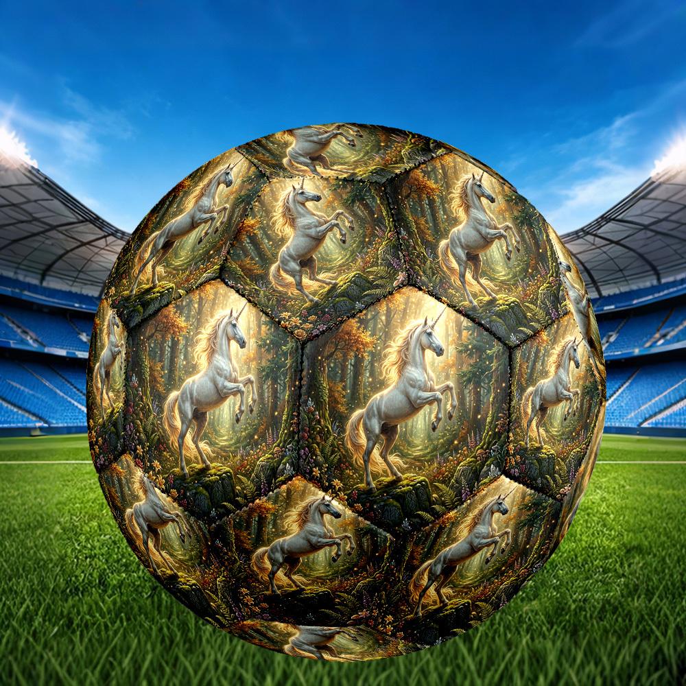 1pc Unicorn Forest Theme Soccer Ball Football, Size 5, Lightweight PVC, Outdoor Training Soccer Ball,Sports Gift t6144