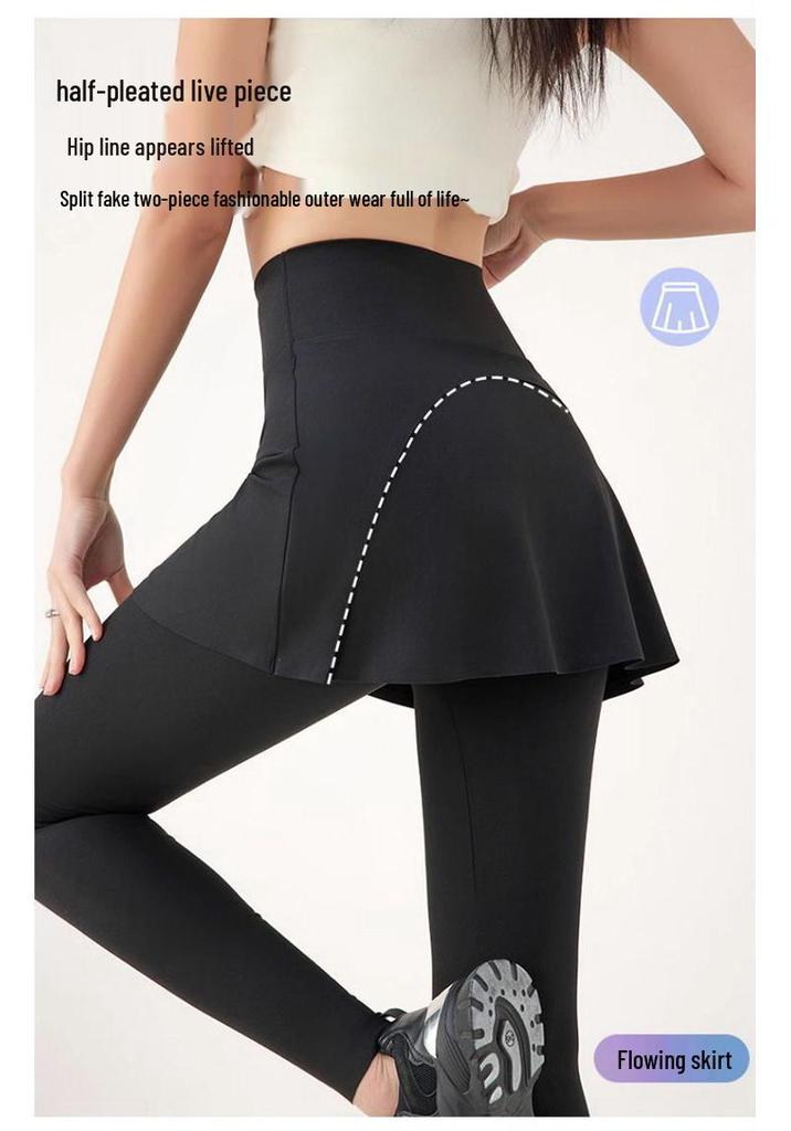 Leggings con Falda para Yoga y Pilates para Mujer Petite con Diseño de Dos Piezas Falsas