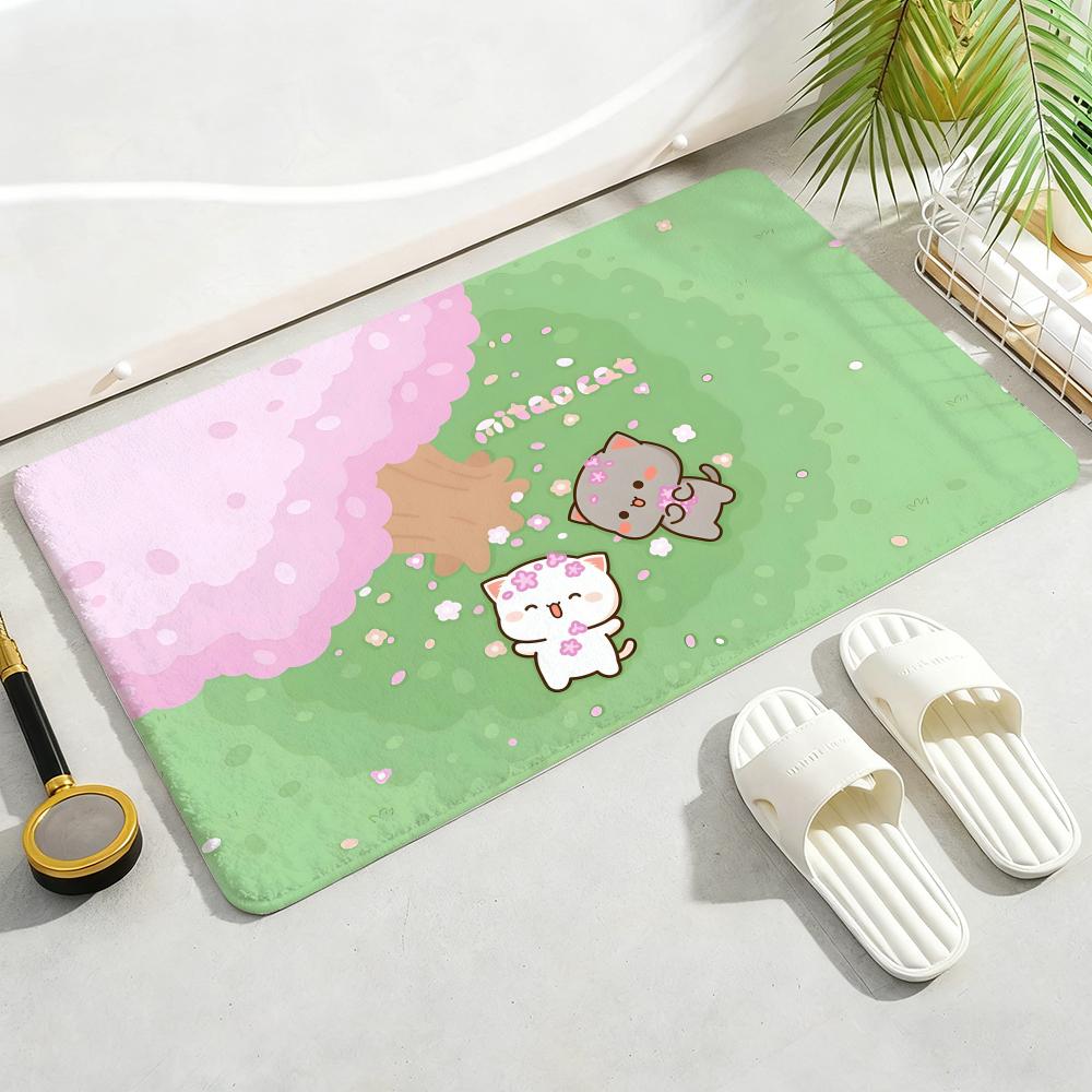 

Peach And Goma Floor Mat Soft Thickened Flannel Door Mat Non-Slip Living Room Rug Home Decor 40x60cm