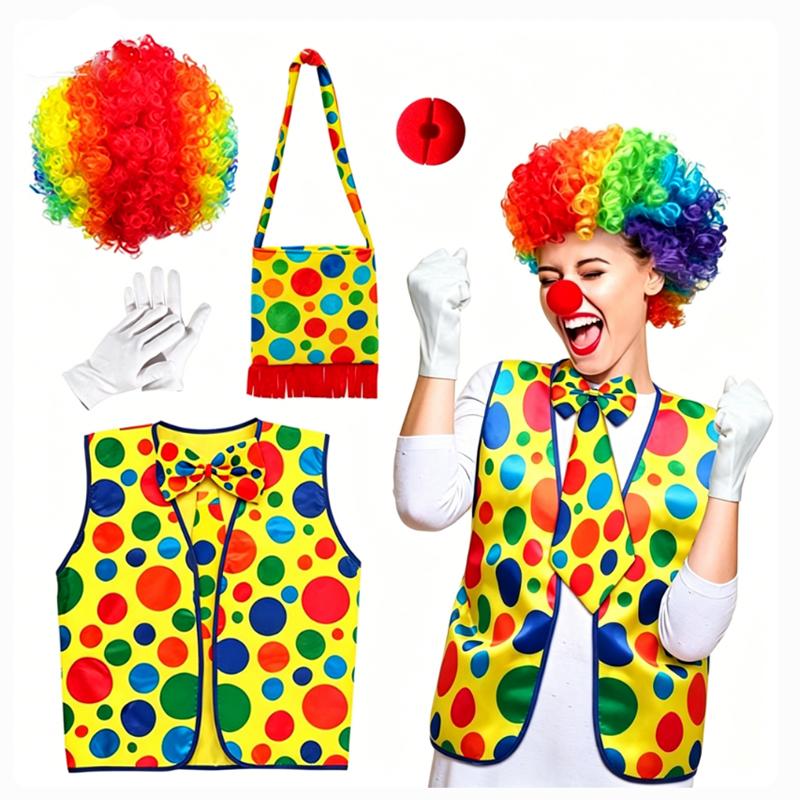 6 Stück/Set Bunte Clownperücke Halloween Cosplay Kostüm Party Bühne Verkleidung Outfit