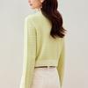 Yellow Knitted Cardigan Jacket for Women In Autumn and Winter Bottoming Sweater Updated Textured Short Top