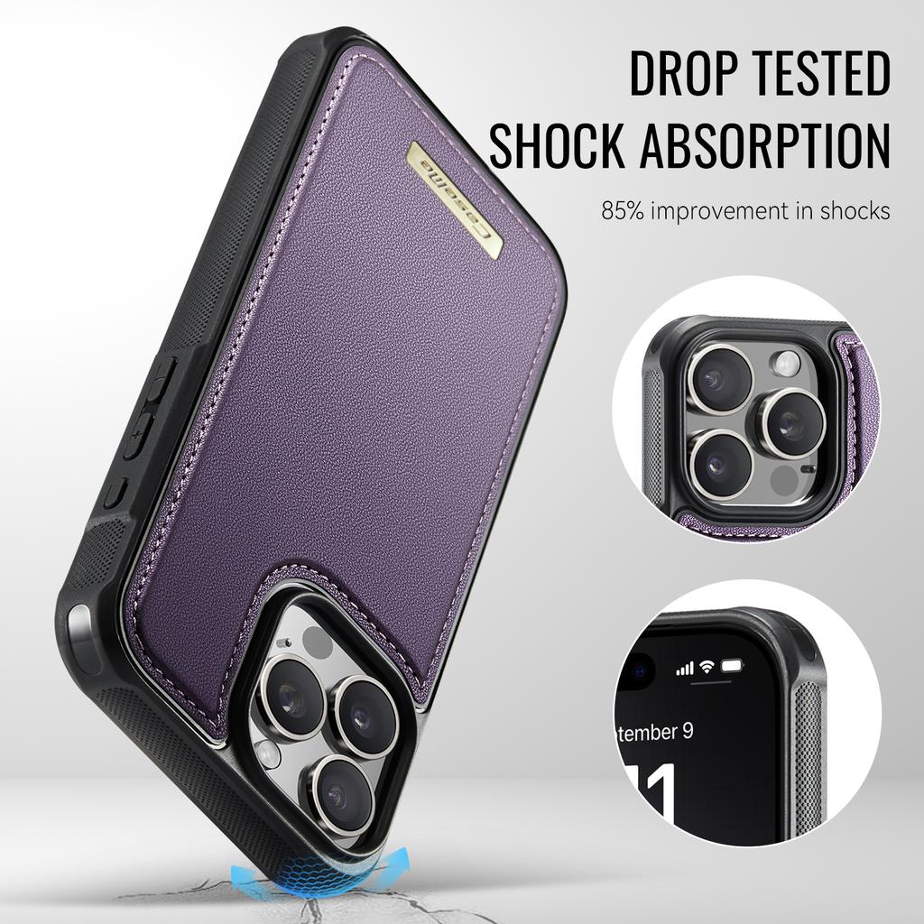 For iPhone 15 Pro Magnetic Case CASEME ME80 Series Leather PC TPU Phone Cover with Detachable Wallet