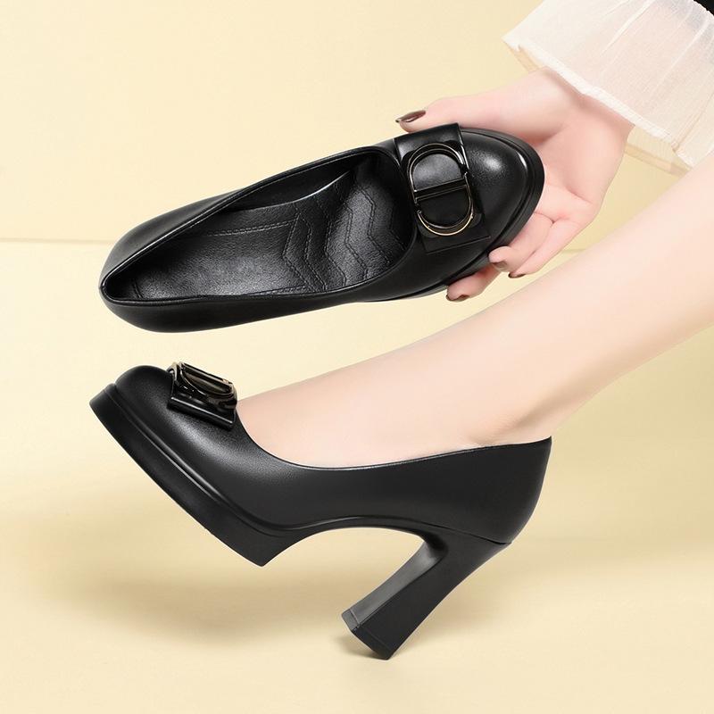 Cheongsam Shoes For Women With Wide-Leg Pants Shoes Single Shoes Catwalk High Heels Without Tiring Feet Women's Leather Shoes