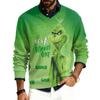 Men's V-neck Long Sleeve Ribbed Knit Pullover