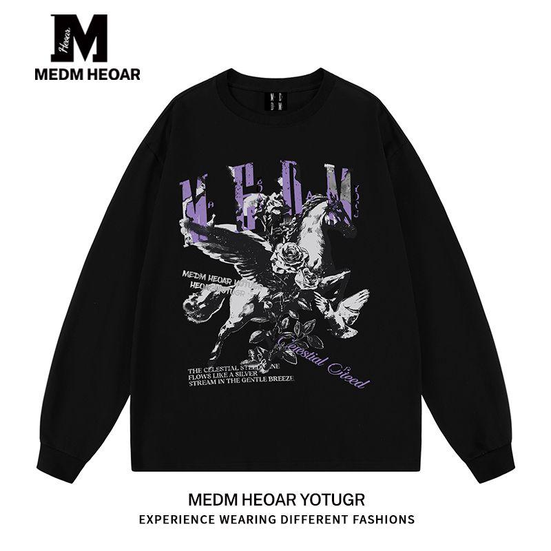 Medmheoar [Same Style as Hou Minghao] National Fashion Brand Long sleeves Shirt Men's and Women's T-shirt [Three Standard Complete]]