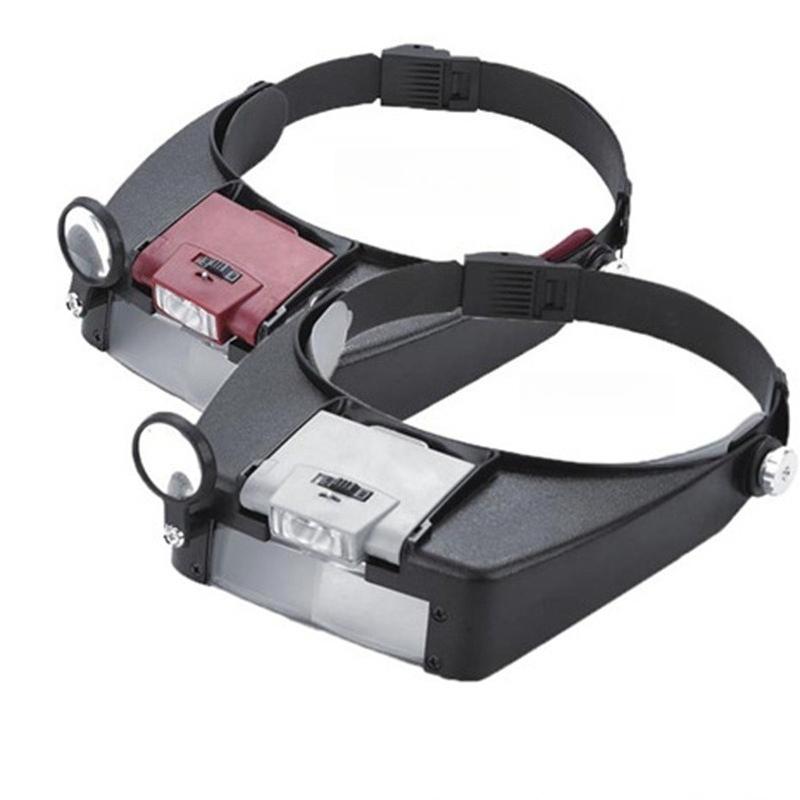 Head Mounted Led Light Reading Electronic Repair Magnifying Glass Abs Resin Acrylic Lens