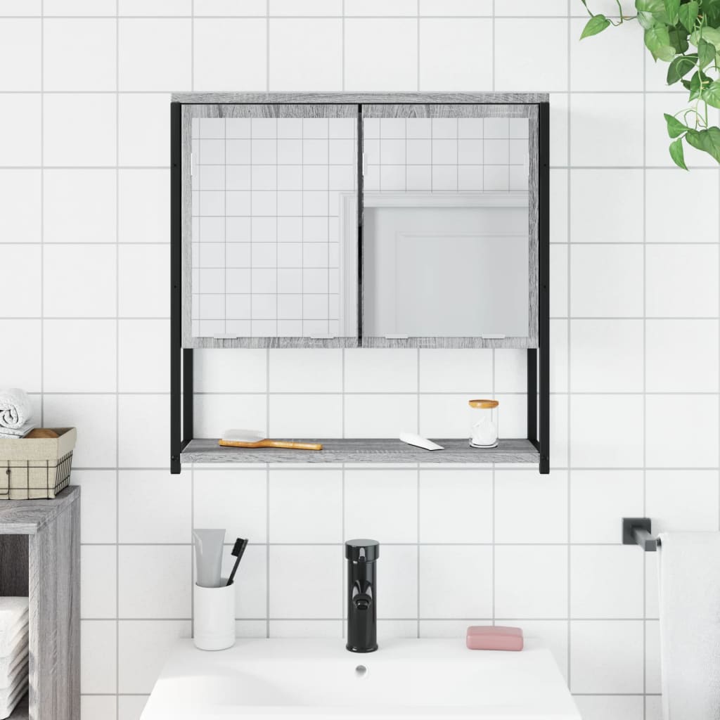 Vidaxl Bathroom Cabinet with Mirror, Grey Sonoma Oak, 60X16X60 Cm