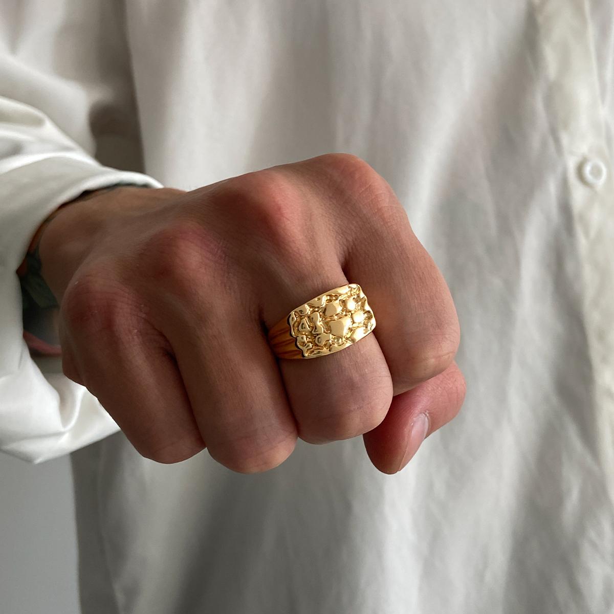 

Ingemark Punk Metal Textured Open Rings for Men Women Fashion Gold Color Chunky Thick Rings Finger Unisex Jewelry Accessories