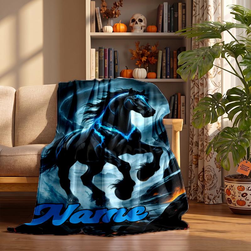 vivid horse Custom Flannel Blankets Soft Warm Cozy Throws for Home Decor Holiday Gifts
