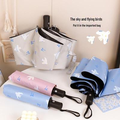 Stylish Cartoon Folding Umbrella: Sun & Rain Dual-Use with Thickened Black Glue for Summer Sun Protection