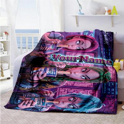Demon Hunter Girls 3 Customize Your Name Blanket Throw Personalized Blanket Comfortable Versatile for Office Chair Bedding Nap Ideal for All Seasons