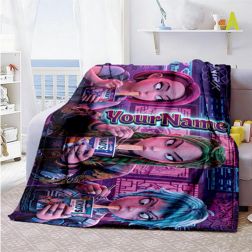 Demon Hunter Girls 3 Customize Your Name Blanket Throw Personalized Blanket Comfortable Versatile for Office Chair Bedding Nap Ideal for All Seasons