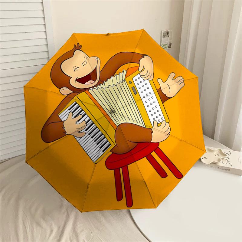 

1PC monkey accordion Umbrella-8-Rib Reinforced, Automatic Open, Lightweight & Durable, Cute Fashion Accessory for Outdoor-Y0386