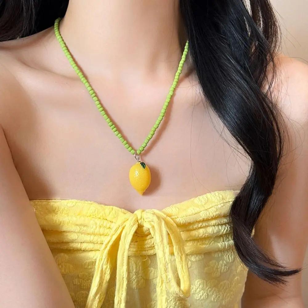 Fresh Fruit Fruits Pendant Necklace Dopamine Colored Jewelry Accessories Party Choker  Women Girls