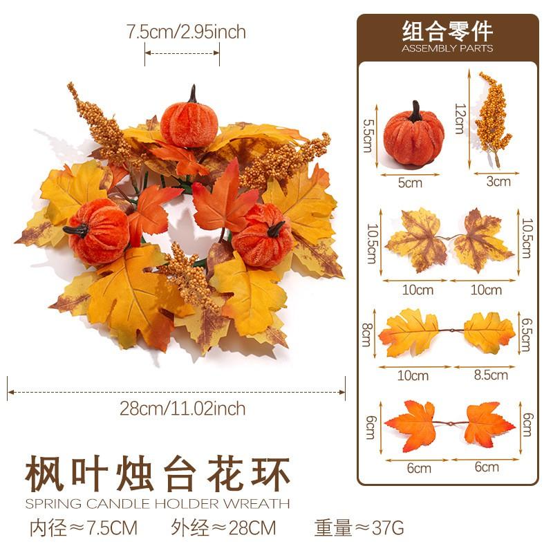 Künstlicher Ahornblatt Kürbis Kranz Thanksgiving Herbst Dekoration Tür Hänger Mit Kerzenhalter