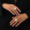 Wide Finger Metal Weave Hollow Rings Adjustable 2 Pcs/Set Geometric Rings Wedding Jewelry