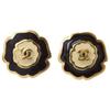 CHANEL 03P Camellia CC Logos earring yellow gold/black/whiteUsed