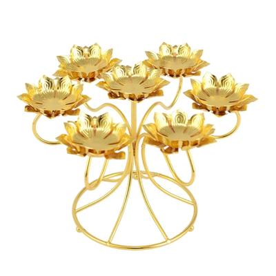 Butter Lamp Holder Coppers Candlestick Candle Holder Seven Lamp Holder Lotuses Buddhas Lamp Base