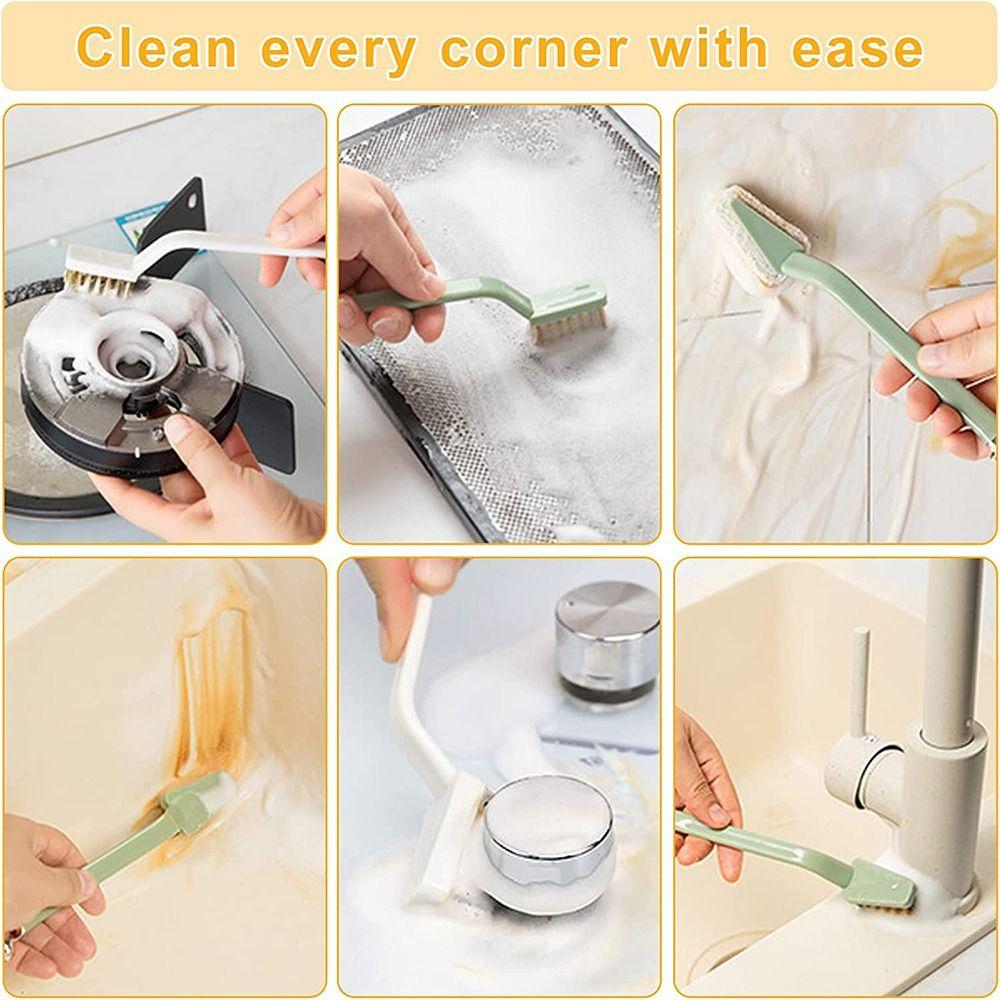 Kitchen Cleaning Brush Set, Deep Gas Stove Brass Wire Brush Gas Range Brush Scrubber Brush for Range Hood Grease Grime