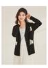 Retro Jacquard Cardigan Cotton Wool 100% Autumn/Winter V-neck Coat Versatile Women's Woolen Sweater for Daily Use