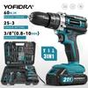 Yofidra 60N.M L 25+3 Torque Electric Impact Dril Cordless Electric Screwdriver With 32/53PCS Tool Kit Power Tool For 21V Battery